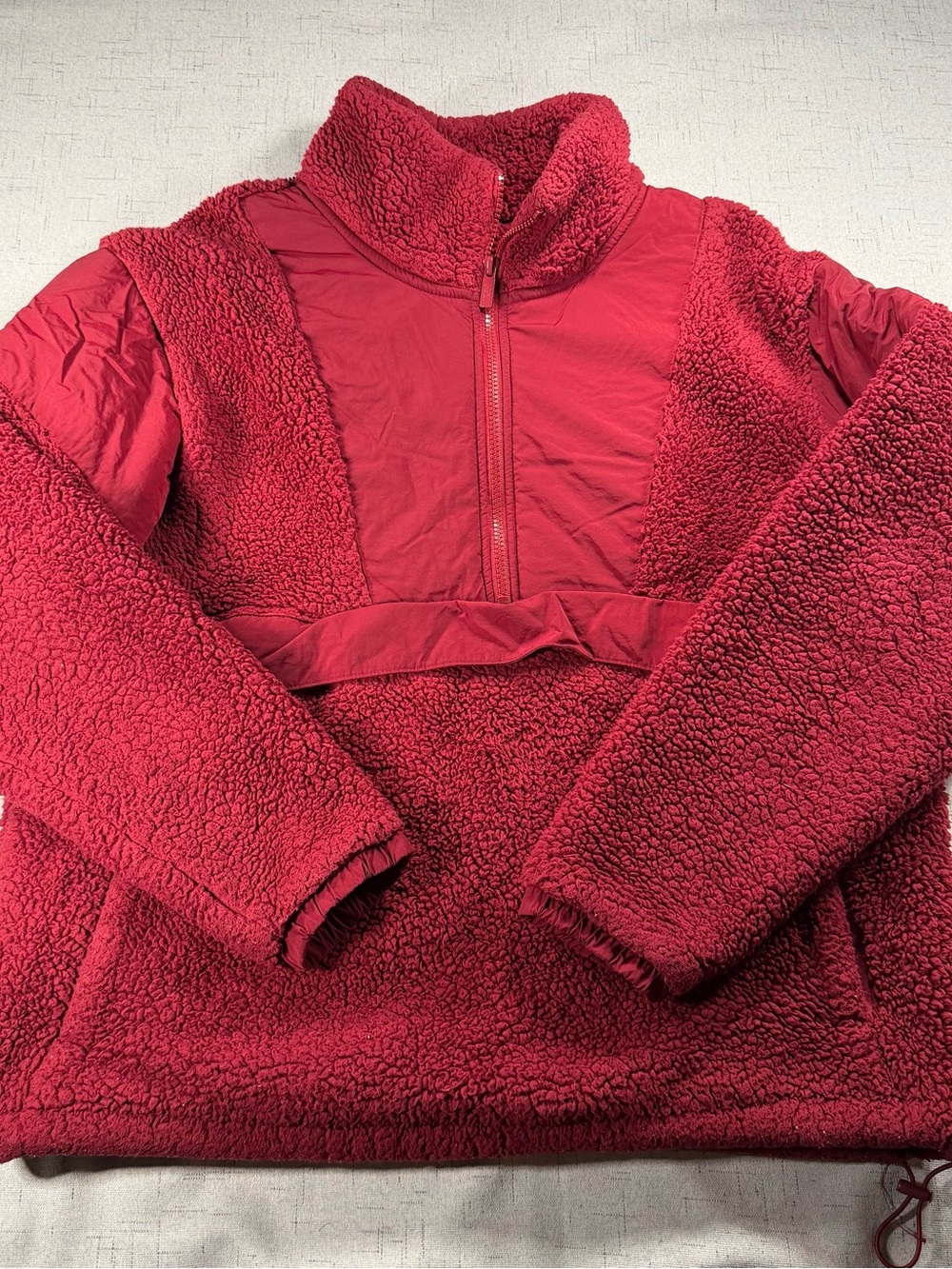 VS PINK Red Sherpa Pullover Jacket Cozy Fleece